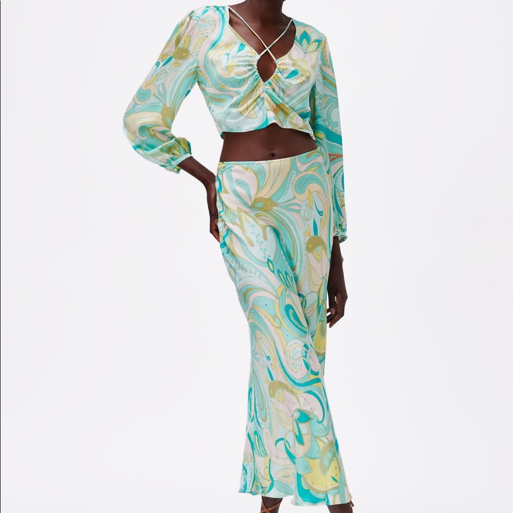 Zara Paisley Top and Skirt Set
